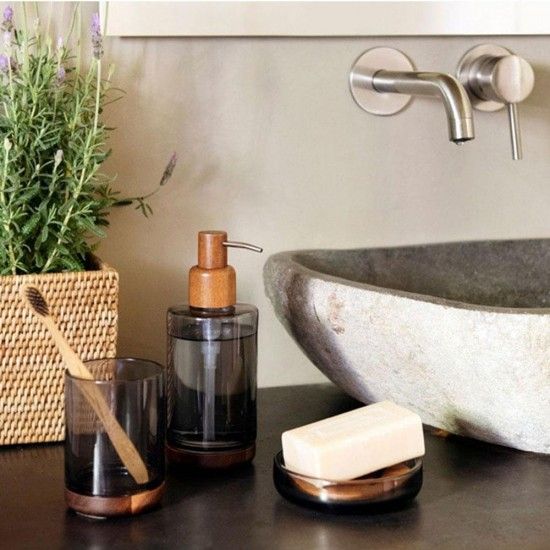 Doseador de vidro cinzento e accia ba73074 ref 73242 ANDREA HOUSE