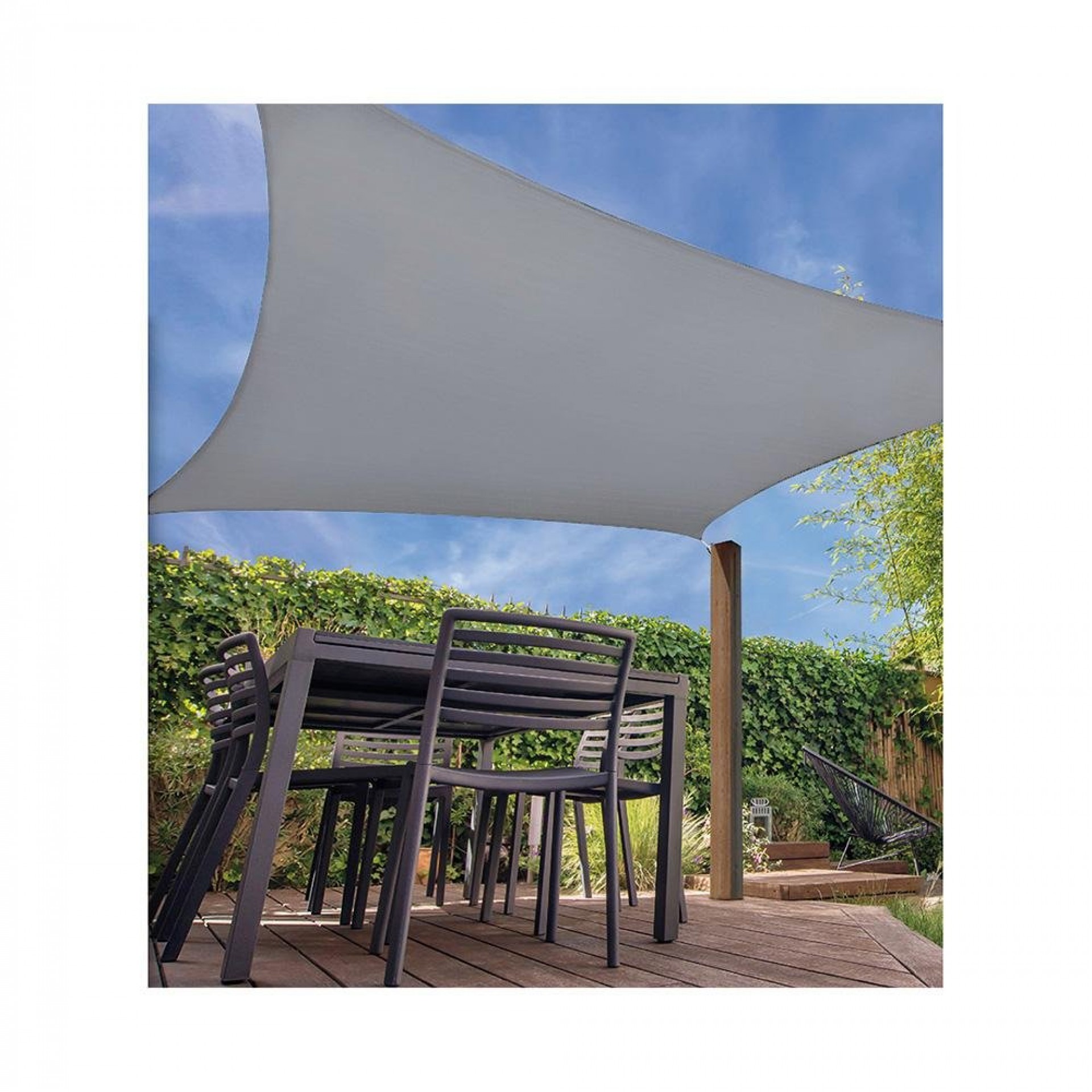 Toldo vela quadrado cor: cinza claro 5x5m refª 73034 AMBIANCE
