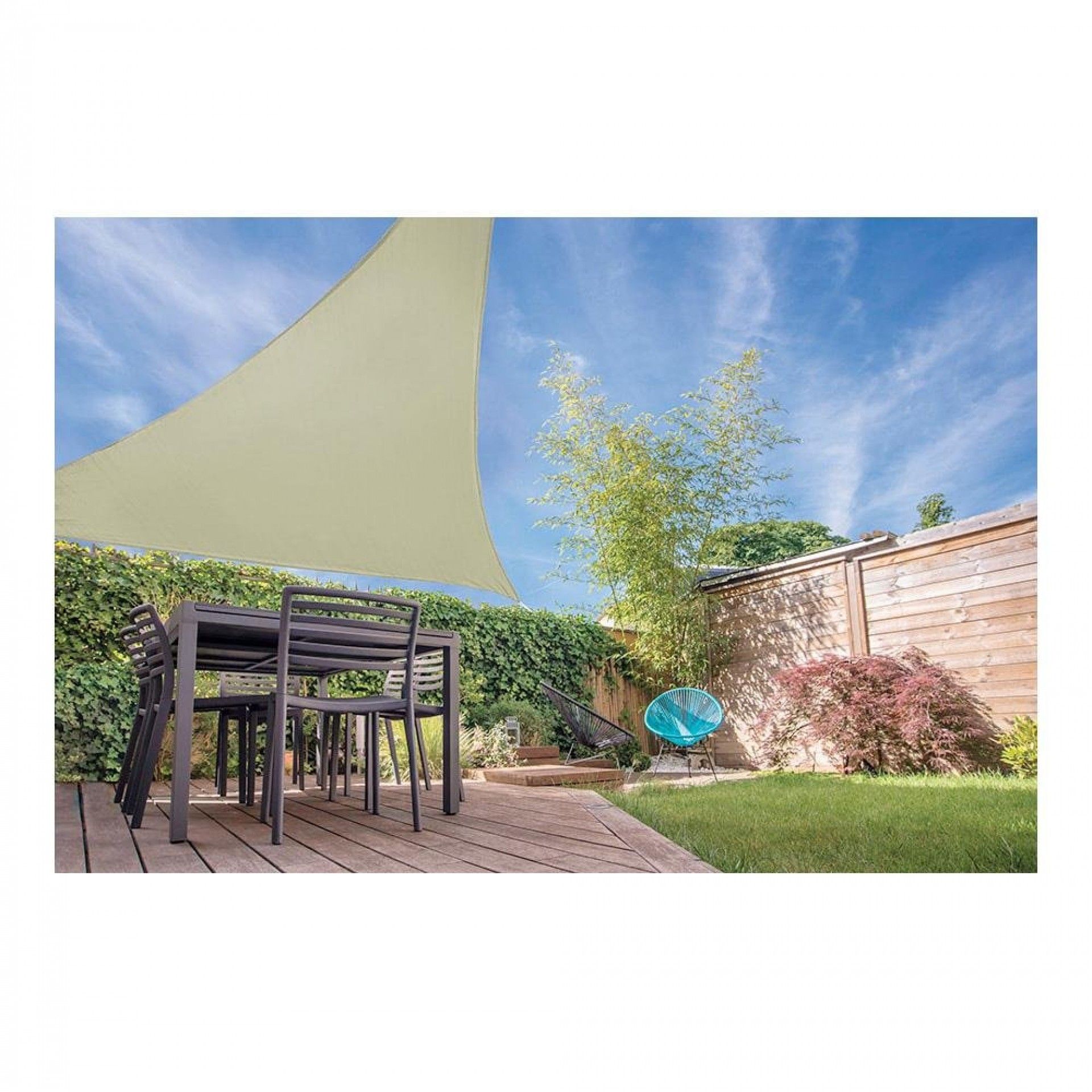 Toldo vela forma triangular cor: areia 3,6x3,6x3,6m refª 73028 AMBIANCE