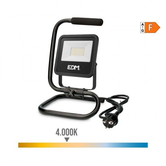 Projetor led com pé 30w 2370lm 4000k luz dia black series refª 70411 EDM Projetor led com pé 30w 2370lm 4000k luz dia black series refª 70411 EDM