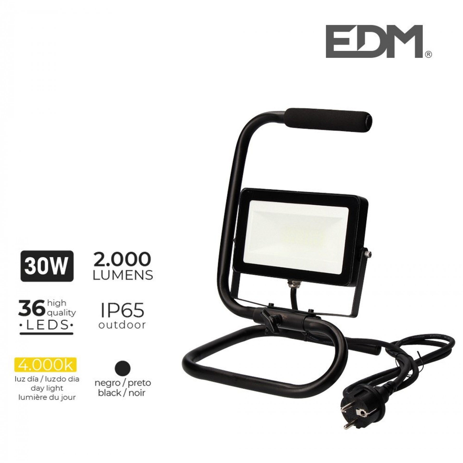Projetor LED com suporte 30W 2000lm refª 70337 EDM