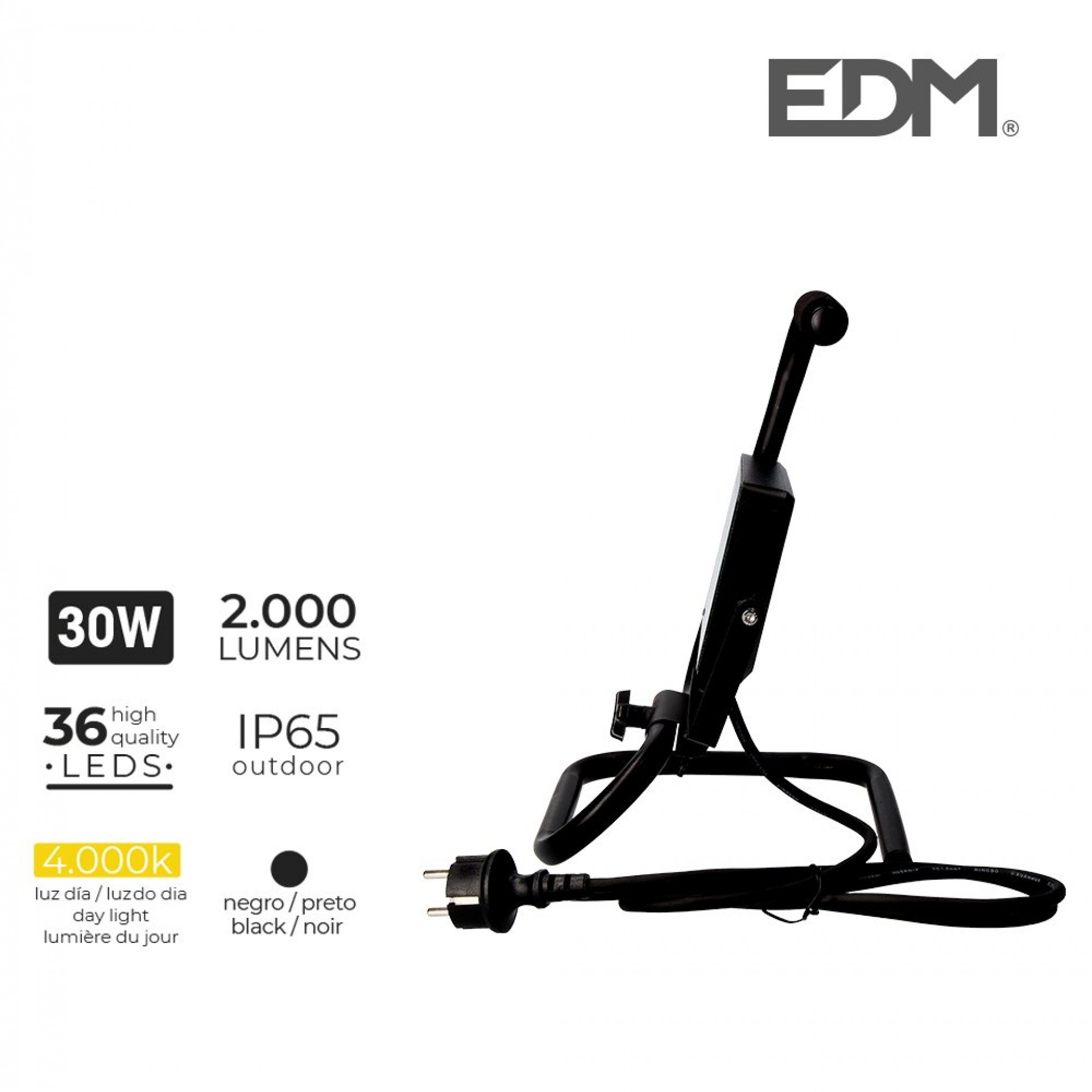 Projetor LED com suporte 30W 2000lm refª 70337 EDM
