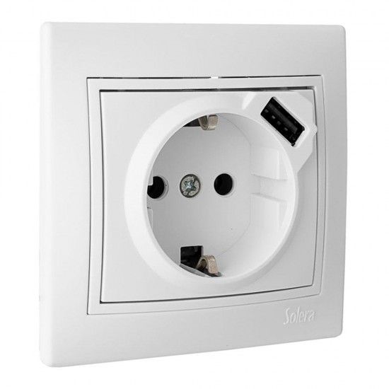 Tomada bipolar com t/tl 16a 250v usb serie europa erp60usb-u ref� 65330 SOLERA