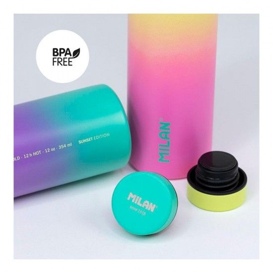 Garrafa isot�rmica de inox 304 354ml turquesa, edi��o sunset milan ref� 64225 MIL�N