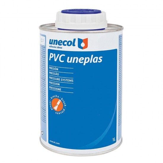Pvc uneplas, embalagem metlica 1l com pincel a2040 ref 47690 UNECOL