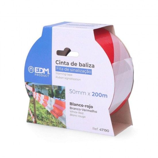 Fita de sinalizaao branca/vermelha 200m x 50mm ref 47190 EDM