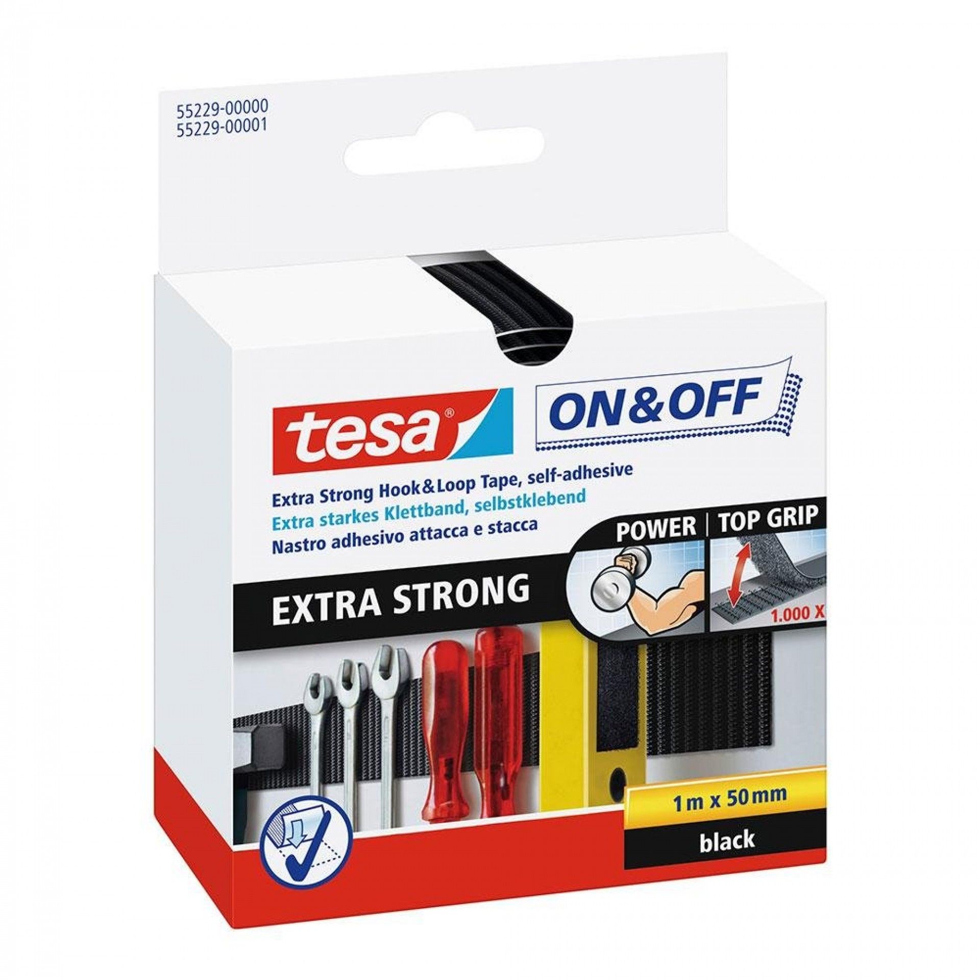 Fita velcro extra forte 1m x 50mm preto 55229 refª 47081 TESA