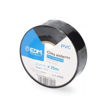 Fita isolante 25m x 25mm preta alta qualidade ref 47021 EDM
