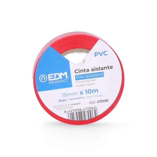 Fita isolante 10m x 19mm vermelha alta qualidade ref� 47006 EDM