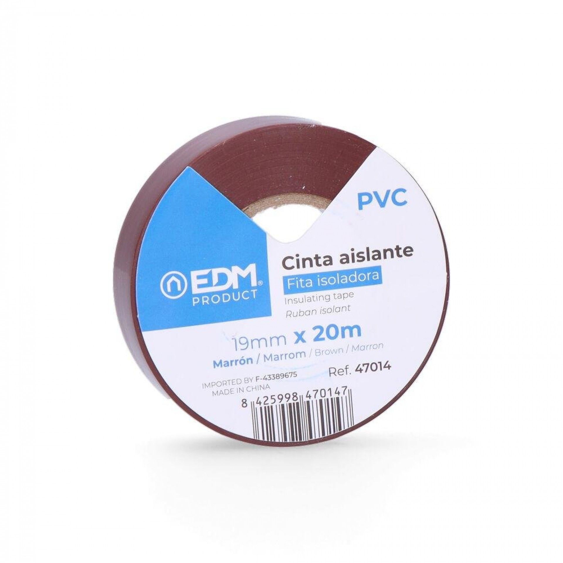 Fita isolante 20m x 19mm castanho alta qualidade refª 47014 EDM