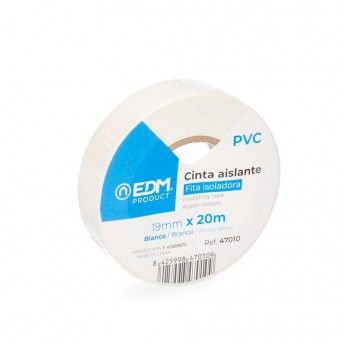 Fita isolante 20m x 19mm branca alta qualidade ref 47010 EDM