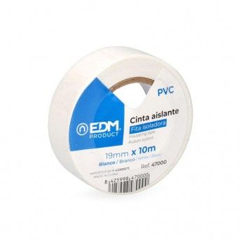 Fita isolante 10m x 19mm branca alta qualidade ref 47000 EDM