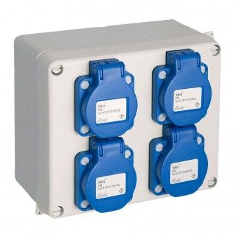 Caixa estanque montada 165x135x70mm com 4 bases schuko 2p+t, 16a, 250v~, ip54. 817-42p ref 46032 SO