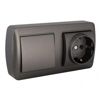 Tomada fixa 2p+t 16a 250v~ + comutador de escada 10ax 250v~. de superfície. serie mural refª 43191 S Tomada fixa 2p+t 16a 250v~ + comutador de escada 10ax 250v~. de superfície. serie mural refª 43191 S