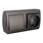 Tomada fixa 2p+t 16a 250v~ + comutador de escada 10ax 250v~. de superf�cie. serie mural ref� 43191 S