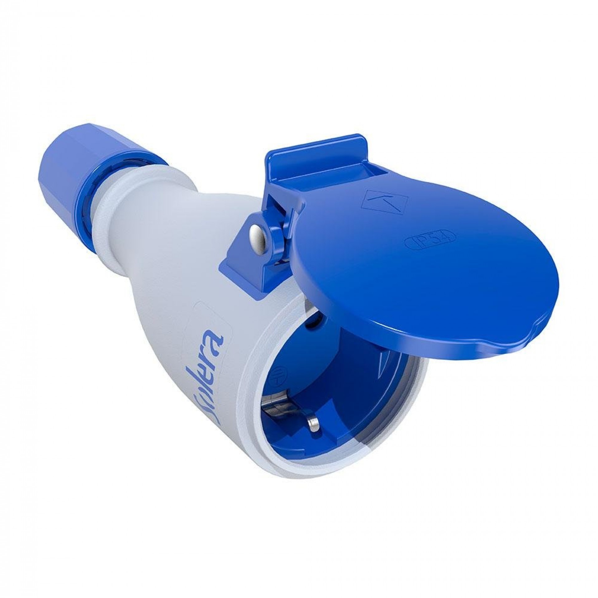 Ficha móvel bipolar com t/t lateral de 16a,250v elastómero branco. 707tkb refª 42024 SOLERA