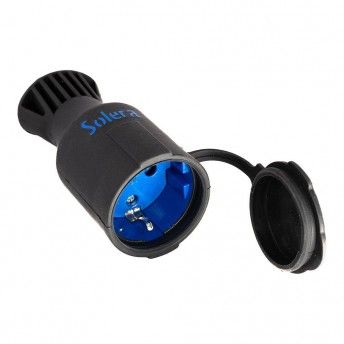 Ficha m�vel bipolar com t/t lateral tipo schucko 16a 250v borracha preta 5707ck ref� 42019 SOLERA