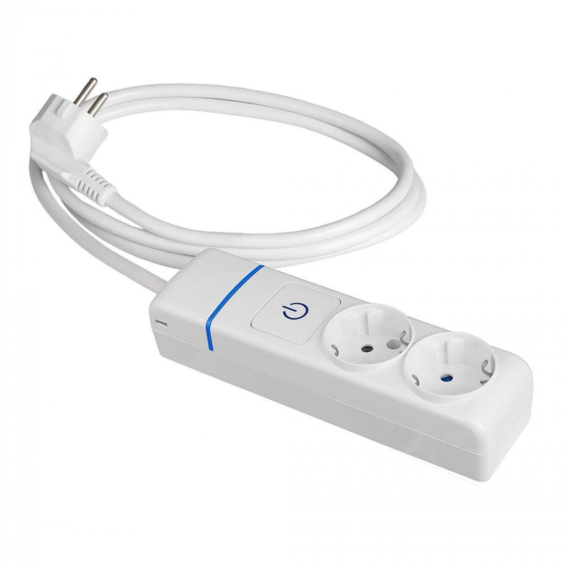 Extensão com 2 tomadas 2p+t, 16a 250v com interruptor luminoso. 1,5m de cabo h05vv-f 3g1,5mm². 8012p
