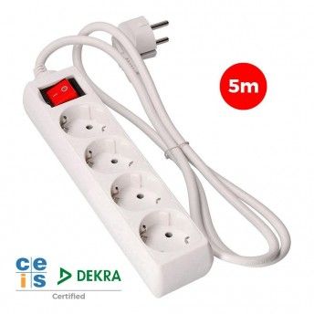 Extenso com 4 tomadas t/tl 10/16a tipo f + interruptor 5m 3x1,5mm ref 41064 EDM