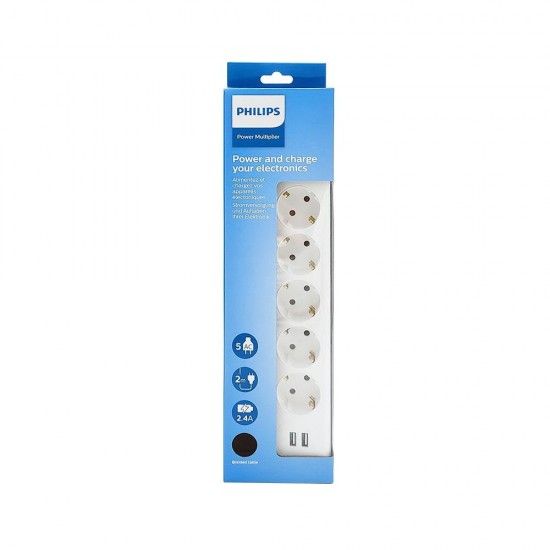 Armadura 5 tomadas + 2 entradas usb de 2,4a spn3052wa/10 ref� 41023 PHILIPS