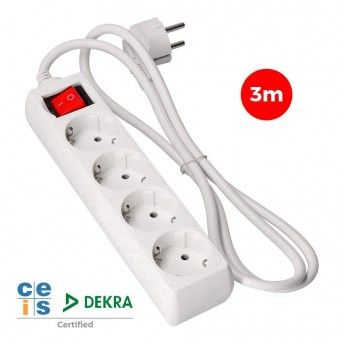 Bloco 4 tomadas t/tl 10/16a schuko + interruptor 3m 3x1,5mm ref 41044 EDM