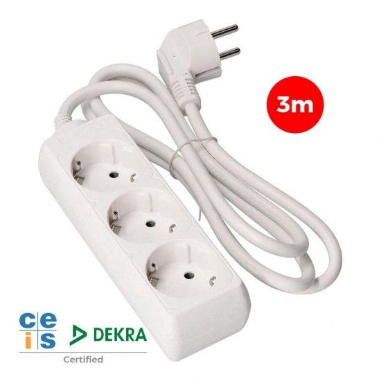 Extensão com 3 tomadas t/tl 10/16a tipo f 3m 3x1,5mm refª 41033 EDM Extensão com 3 tomadas t/tl 10/16a tipo f 3m 3x1,5mm refª 41033 EDM