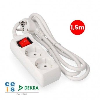 Bloco 2 tomadas t/tl 10/16a schuko + interruptor 1,5m 3x1,5mm ref 41016 EDM