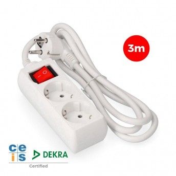 Base mltipla 2 tomadas t/tl 10/16a tipo f + interruptor 3m 3x1,5mm ref 41018 EDM