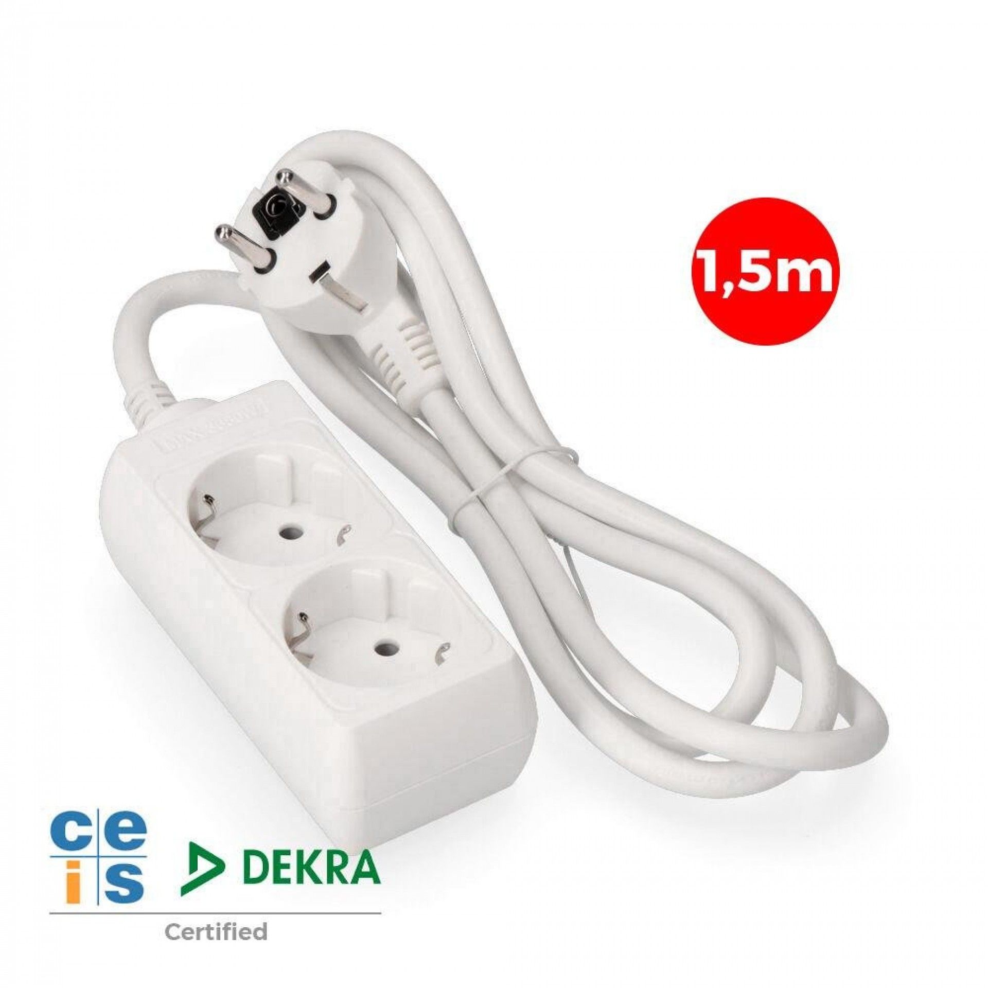 Base múltipla 2 tomadas t/tl 10/16a tipo f 1,5m. 3x1,5mm refª 41015 EDM