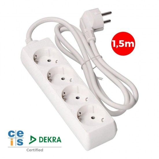 Base mltipla 4 tomadas t/tl 10/16a tipo f 1,5m. 3x1,5mm ref 41004 EDM