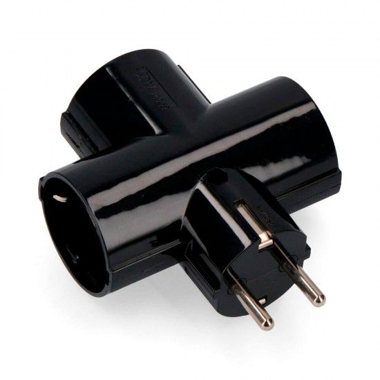 Ficha tripla preta com baquelite t/tl 16a 250v (retractilada) refª 40059 EDM Ficha tripla preta com baquelite t/tl 16a 250v (retractilada) refª 40059 EDM