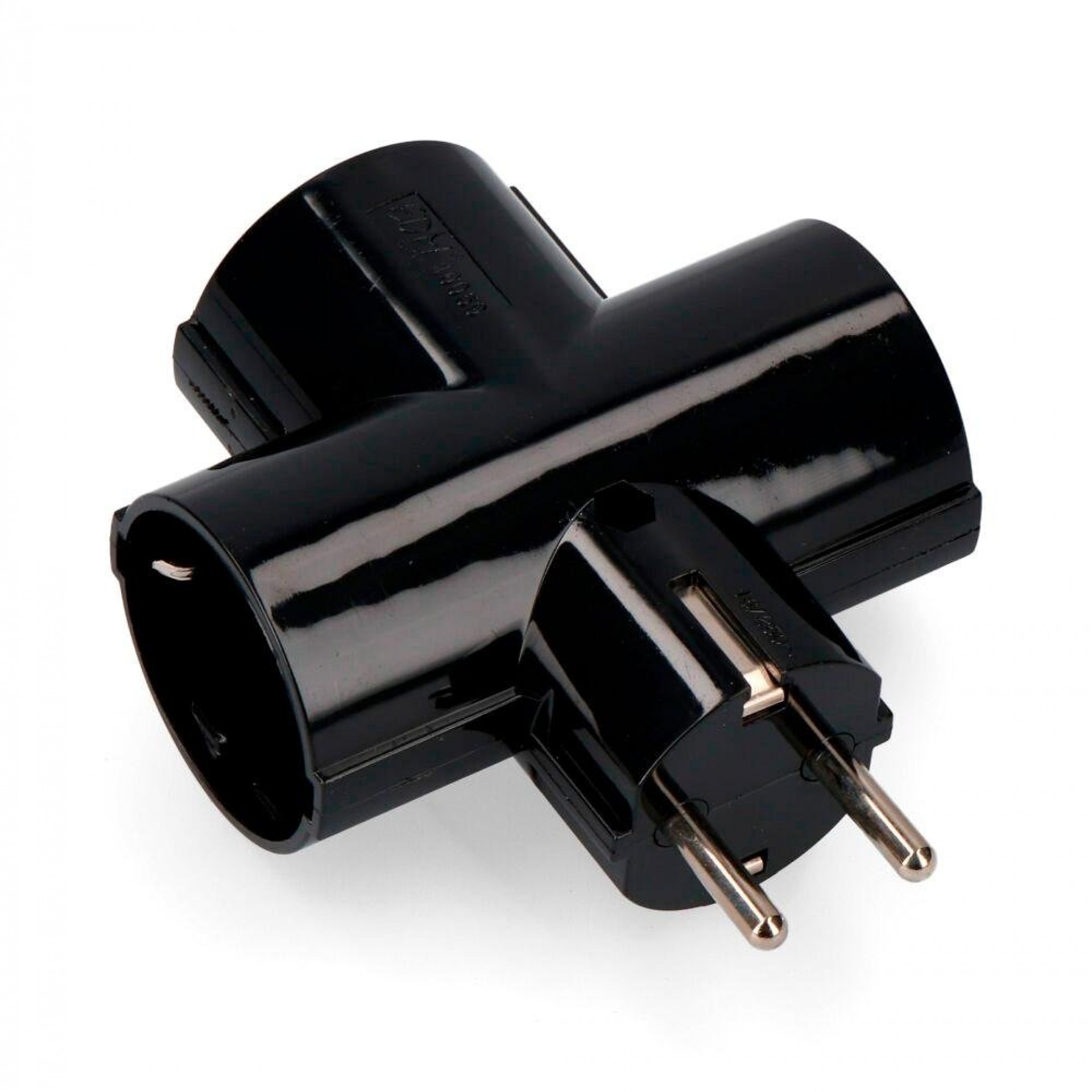Ficha tripla preta com baquelite t/tl 16a 250v (retractilada) refª 40059 EDM