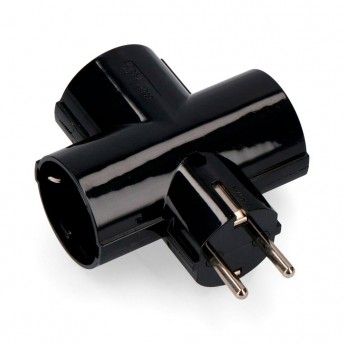 Ficha tripla preta com baquelite t/tl 16a 250v (retractilada) refª 40059 EDM Ficha tripla preta com baquelite t/tl 16a 250v (retractilada) refª 40059 EDM