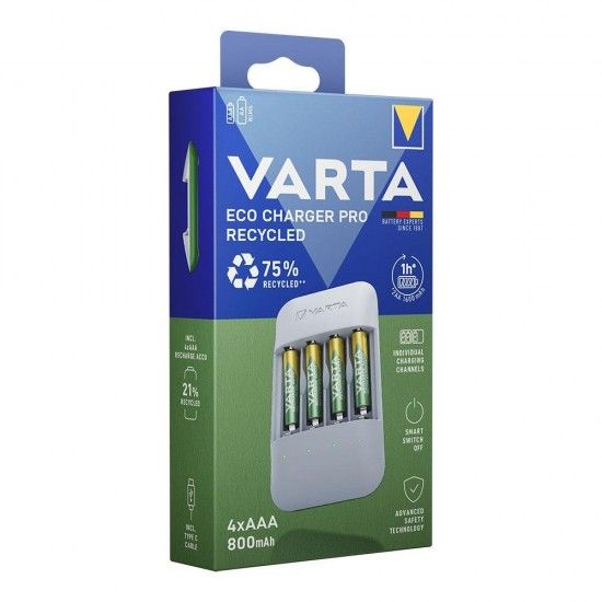 Carregador para pilhas eco charger pro + 4 pilhas 800 mah aaa 56813 refª 38204 VARTA Carregador para pilhas eco charger pro + 4 pilhas 800 mah aaa 56813 refª 38204 VARTA