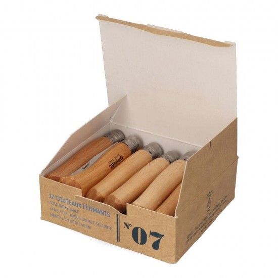 Navalha n7 inox, lmina 8cm, cabo de madeira de faia. ref 37532 OPINEL