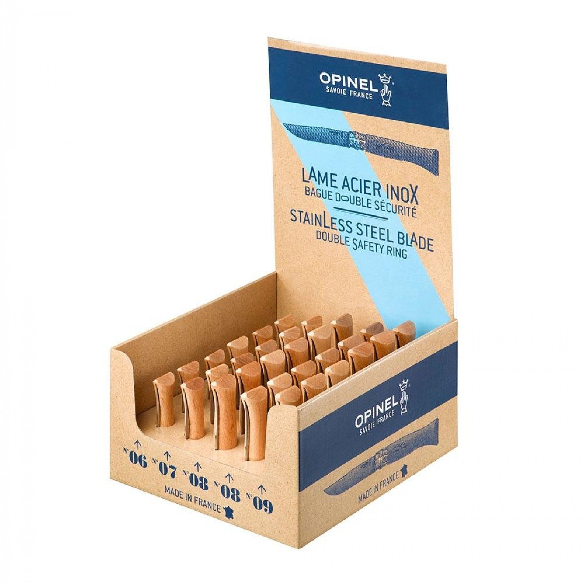 Caixa com 30 navalhas de inox (6un nº6 + 6un nº7 + 12un nº8 + 6un nº9) refª 37530 OPINEL