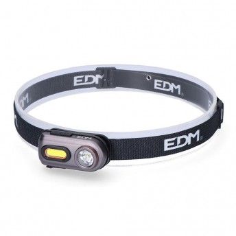 Lanterna de cabea frontal 2 leds 3w+5w 400lm recarregvel. ref 36416 EDM
