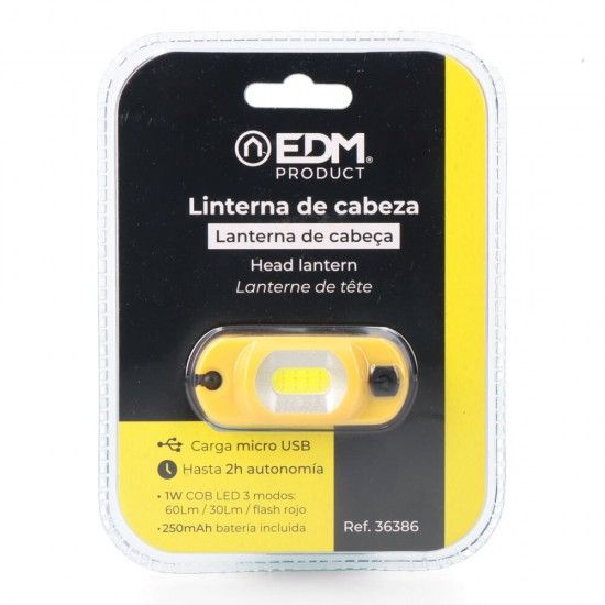 Lanterna cabeça Led recarregável 1W refª 36386 EDM Lanterna cabeça Led recarregável 1W refª 36386 EDM