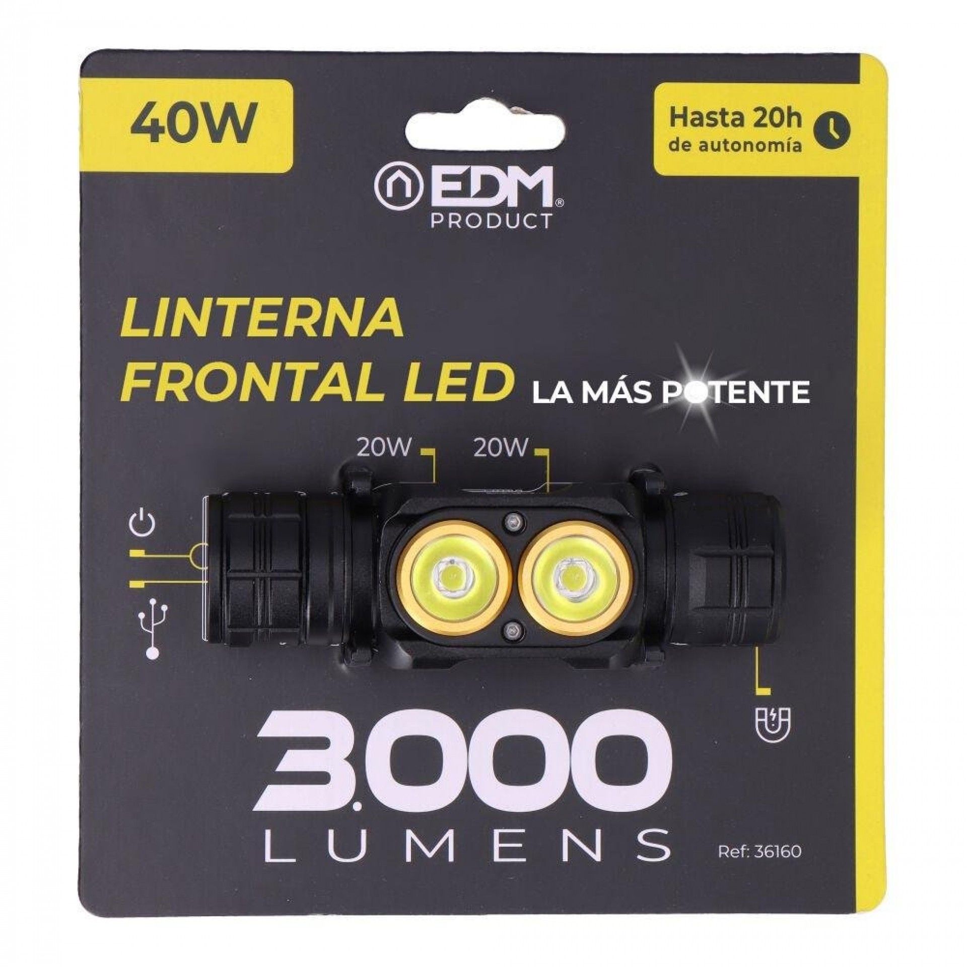 Lanterna frontal 3.000lm refª 36160 EDM