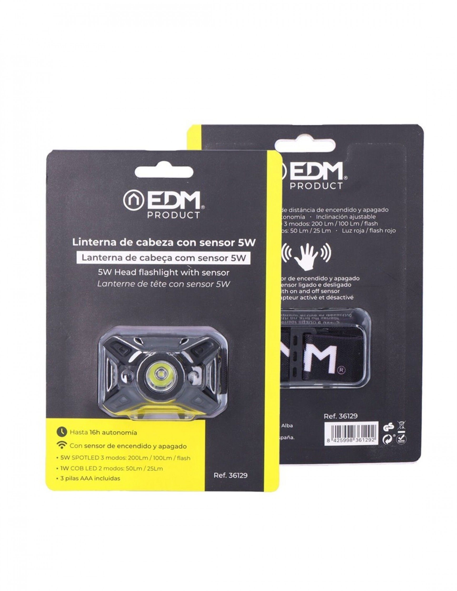Lanterna de cabeça led 5W (3xAAA-incluídas) refª 36129 EDM