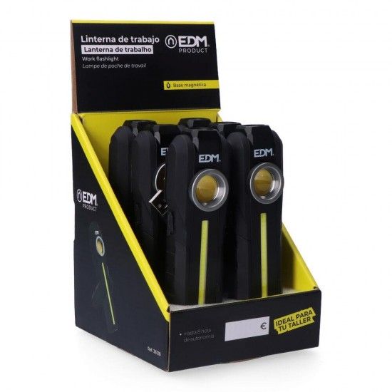 Lanterna led cob redonda 200lm + cob frontal 200lm + spot superior 50lm refª 36128 EDM Lanterna led cob redonda 200lm + cob frontal 200lm + spot superior 50lm refª 36128 EDM