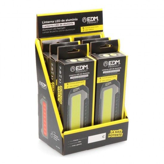 Lanterna recarregável xl 10w 3 leds 1000lm 2x2000mah refª 36120 EDM Lanterna recarregável xl 10w 3 leds 1000lm 2x2000mah refª 36120 EDM