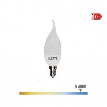 Lmpada vela bohemia led e14 5w 400lm 6400k luz fria 3,8x12,5cm ref 35494 EDM
