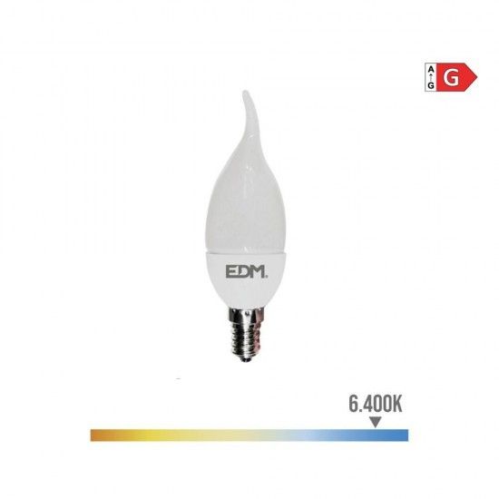 Lmpada vela bohemia led e14 5w 400lm 6400k luz fria 3,8x12,5cm ref 35494 EDM