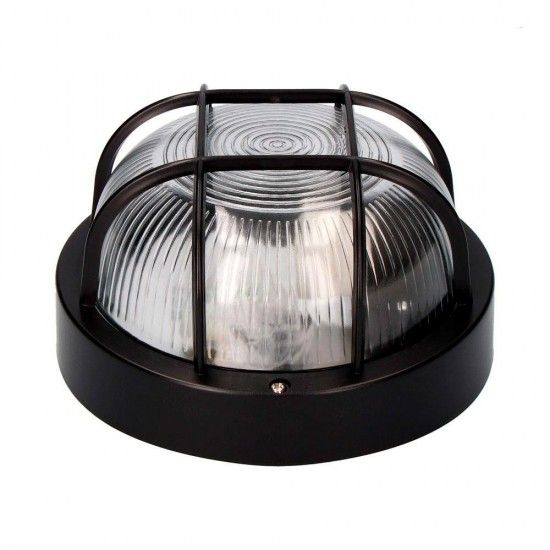 Luz de parede redonda preta 1xe27 40w �18,5x10,4cm modelo tarragona. ip54 ref� 34353 EDM