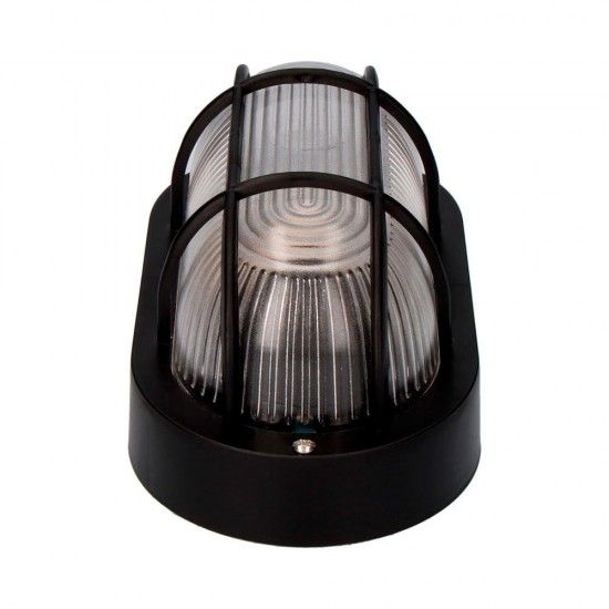 Aplique olho de boi oval cor preto 1xe27 40w 11,4x20,2x10cm modelo tarragona. refª 34351 EDM Aplique olho de boi oval cor preto 1xe27 40w 11,4x20,2x10cm modelo tarragona. refª 34351 EDM