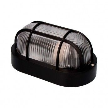 Aplique olho de boi oval cor preto 1xe27 40w 11,4x20,2x10cm modelo tarragona. ref 34351 EDM