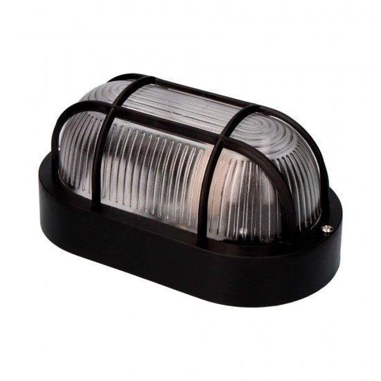 Aplique olho de boi oval cor preto 1xe27 40w 11,4x20,2x10cm modelo tarragona. ref 34351 EDM