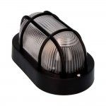 Aplique olho de boi oval cor preto 1xe27 40w 11,4x20,2x10cm modelo tarragona. ref 34351 EDM