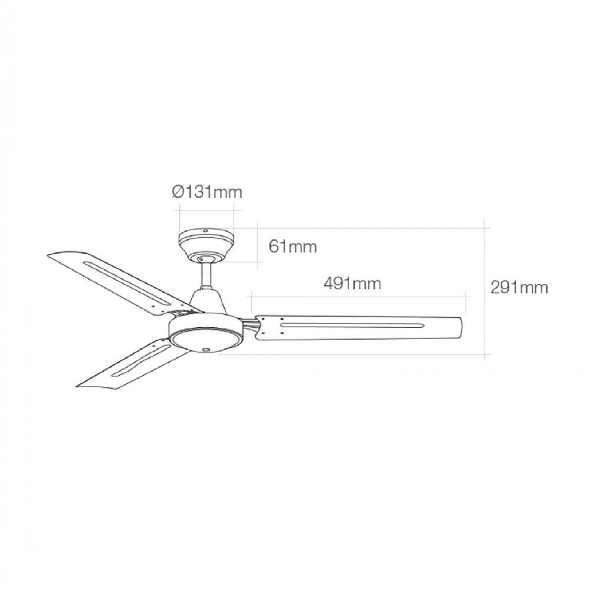 Ventoinha de teto mini industrial. cor branco potência: 60w lâminas: ø120cm com controlador de pared
